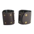 Gods & Goddesses Brown Faux Leather Wristband Cuffs - Bronze Stud Pair (Halloween & Fancy Dress)
