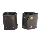 Gods & Goddesses Brown Faux Leather Wristband Cuffs - Bronze Stud Pair (Halloween & Fancy Dress)