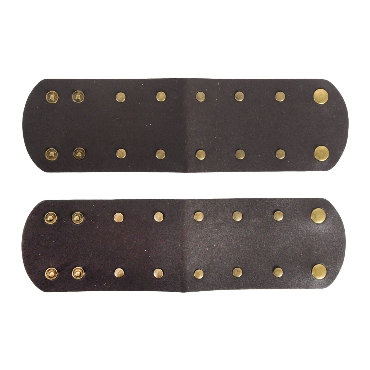 Gods & Goddesses Brown Faux Leather Wristband Cuffs - Bronze Stud Pair (Halloween & Fancy Dress)
