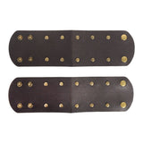 Gods & Goddesses Brown Faux Leather Wristband Cuffs - Bronze Stud Pair (Halloween & Fancy Dress)