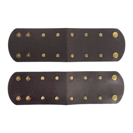 Gods & Goddesses Brown Faux Leather Wristband Cuffs - Bronze Stud Pair (Halloween & Fancy Dress)