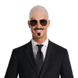 Bald Rapper Costume Accessory Set Bald Cap Aviator Glasses Goatee Moustache