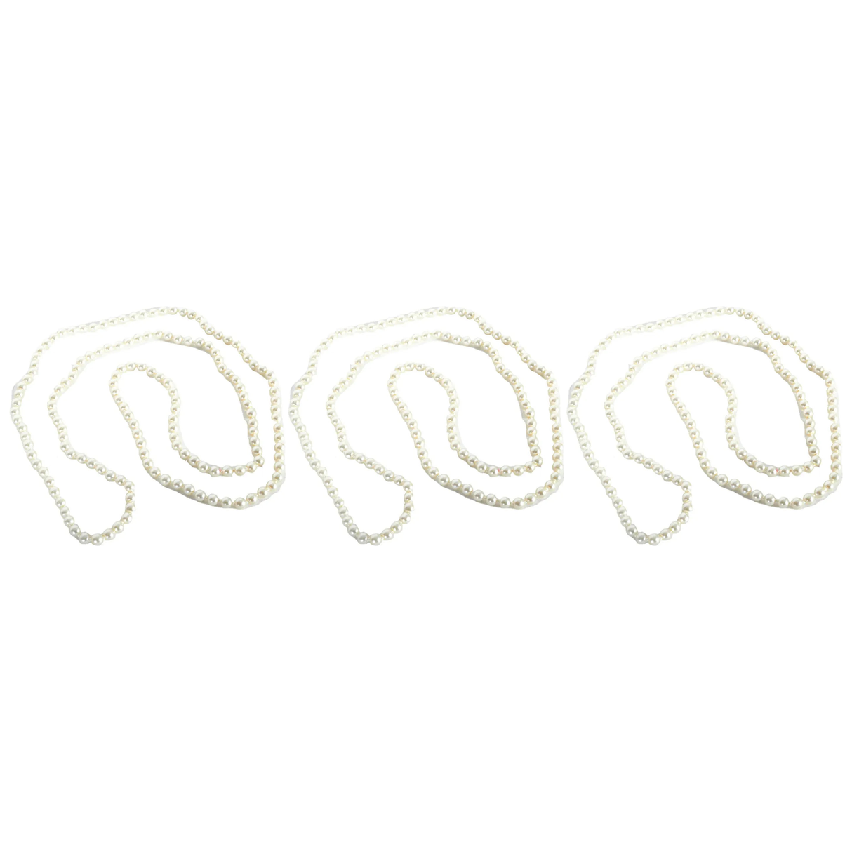 3x Long Faux Pearl Necklace Bulk Pack - 1920s Flapper/Vintage (Costume Accessory)