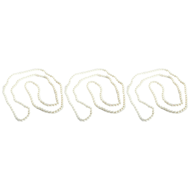 3x Long Faux Pearl Necklace Bulk Pack - 1920s Flapper/Vintage (Costume Accessory)