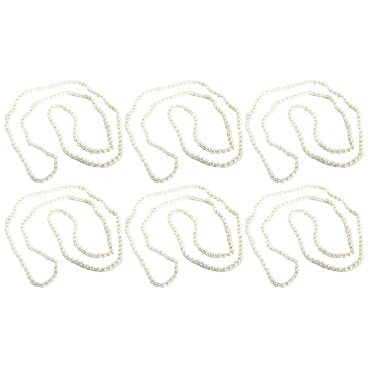 6x Long Faux Pearl Necklace Bulk Pack - 1920s Flapper/Vintage (Costume Accessory)