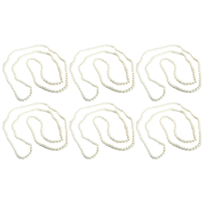 6x Long Faux Pearl Necklace Bulk Pack - 1920s Flapper/Vintage (Costume Accessory)