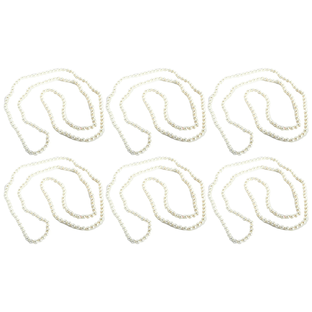 6x Long Faux Pearl Necklace Bulk Pack - 1920s Flapper/Vintage (Costume Accessory)