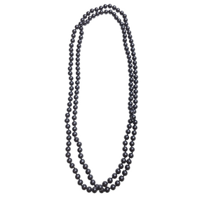 74cm Long Pearl Necklace - 1920s Gatsby/Flapper/Burlesque (Costume Accessory) - Charcoal Grey