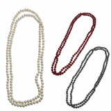 74cm LONG PEARL NECKLACE 1920s Gatsby Flapper Burlesque Gangster Costume Party - Off White