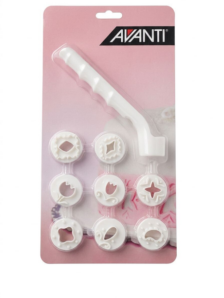 Avanti 9-Piece Fondant Stamp Set w/ Interchangeable Design Discs (Decorating Tool)