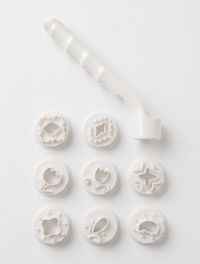 Avanti 9-Piece Fondant Stamp Set w/ Interchangeable Design Discs (Decorating Tool)