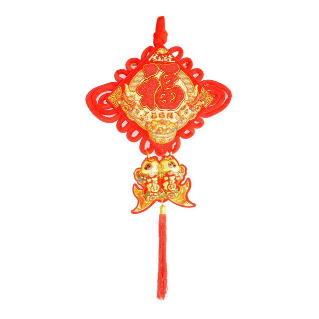 Chinese New Year Fortune Hanging Decoration 75cm Red Tassel Ornament - Medium