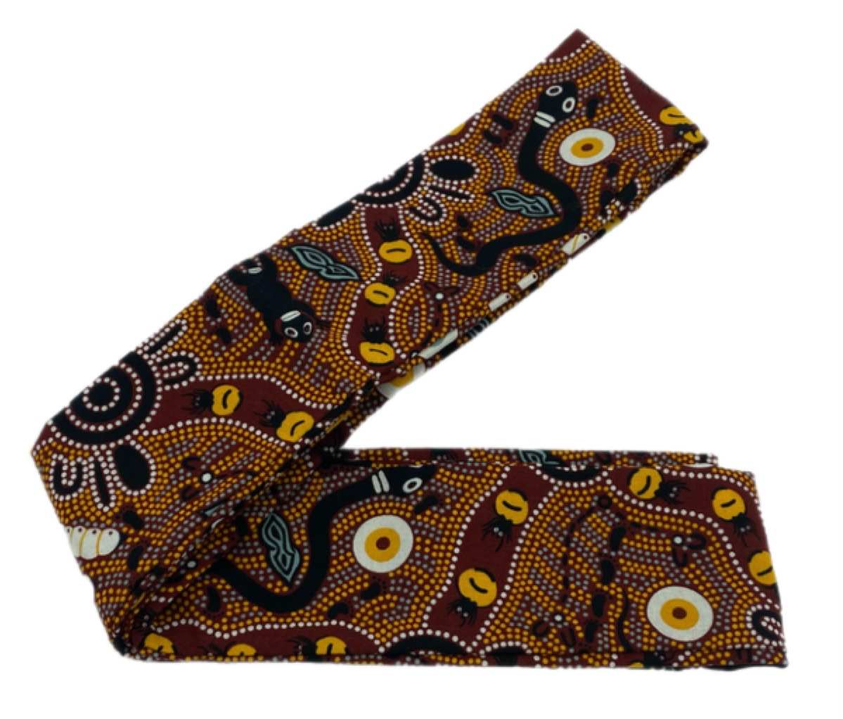 Jacaru 1674 Bush Tucker Cotton Hat Scarf - Aboriginal Art by Nambooka (Vegan Friendly)