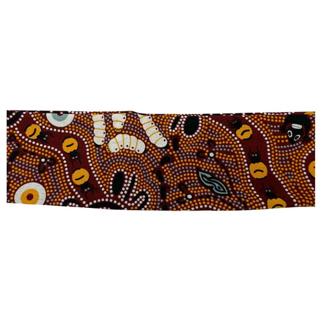 Jacaru 1674 Bush Tucker Cotton Hat Scarf - Aboriginal Art by Nambooka (Vegan Friendly)