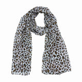Jacaru 1679/20 Chiffon Scarf - White Leopard (150 x 50cm Vegan Friendly)