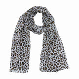 Jacaru 1679/20 Chiffon Scarf - White Leopard (150 x 50cm Vegan Friendly)
