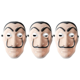 3x Salvador Dali Plastic Mask Pack - Robbery/Heist Costume
