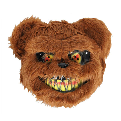Scary Brown Bear Fluffy Animal Mask Costume Halloween Party Dress Up 