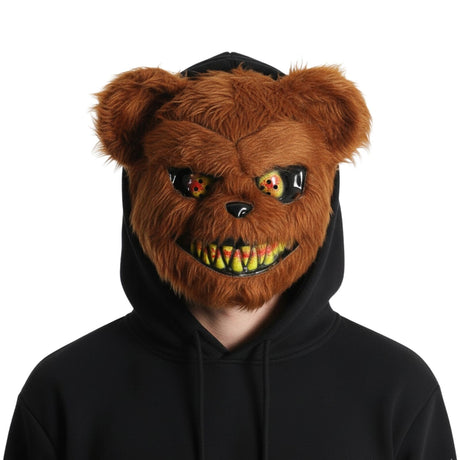Scary Brown Bear Fluffy Animal Mask Costume Halloween Party Dress Up 
