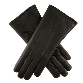 Dents Ripley Womens Rabbit Fur Lined Leather Gloves - Black (Made in UK)
