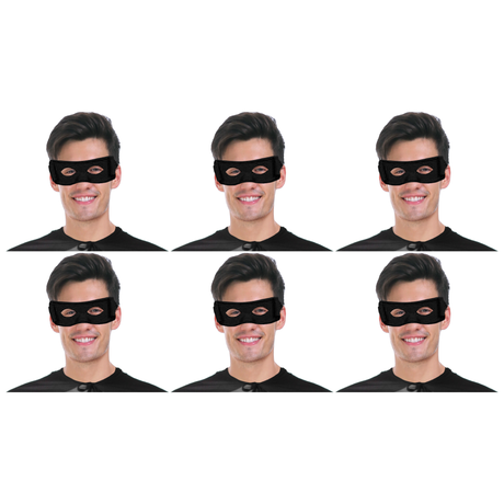 6x Thief/Burglar Mask – Bandit/Pirate Robber Costume Bulk Pack (Halloween & Fancy Dress)