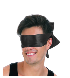 Soft Satin Blindfold Eye Mask For Sleep & Role Play - Black