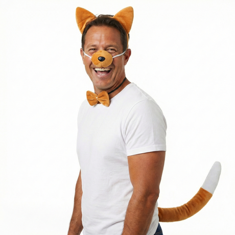 Brown Dog Dingo Costume Kit 4-Piece Set Animal Headband with Ears and Tail