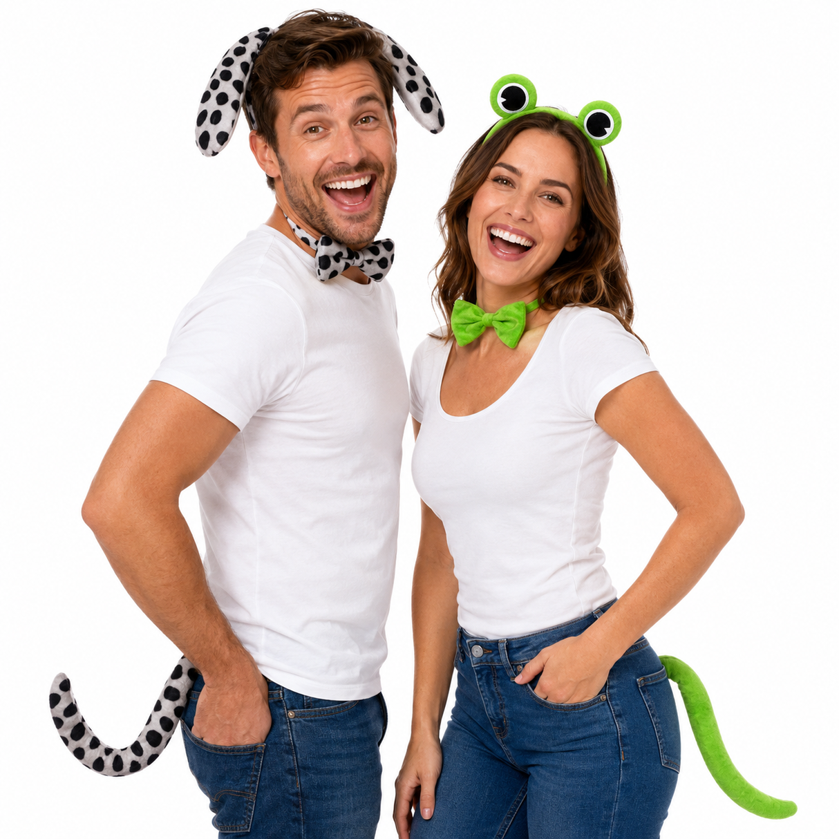 2pc Dog + Frog Animal Headband Set w/ Bow & Tail (Halloween & Fancy Dress)