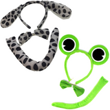 2pc Dog + Frog Animal Headband Set w/ Bow & Tail (Halloween & Fancy Dress)