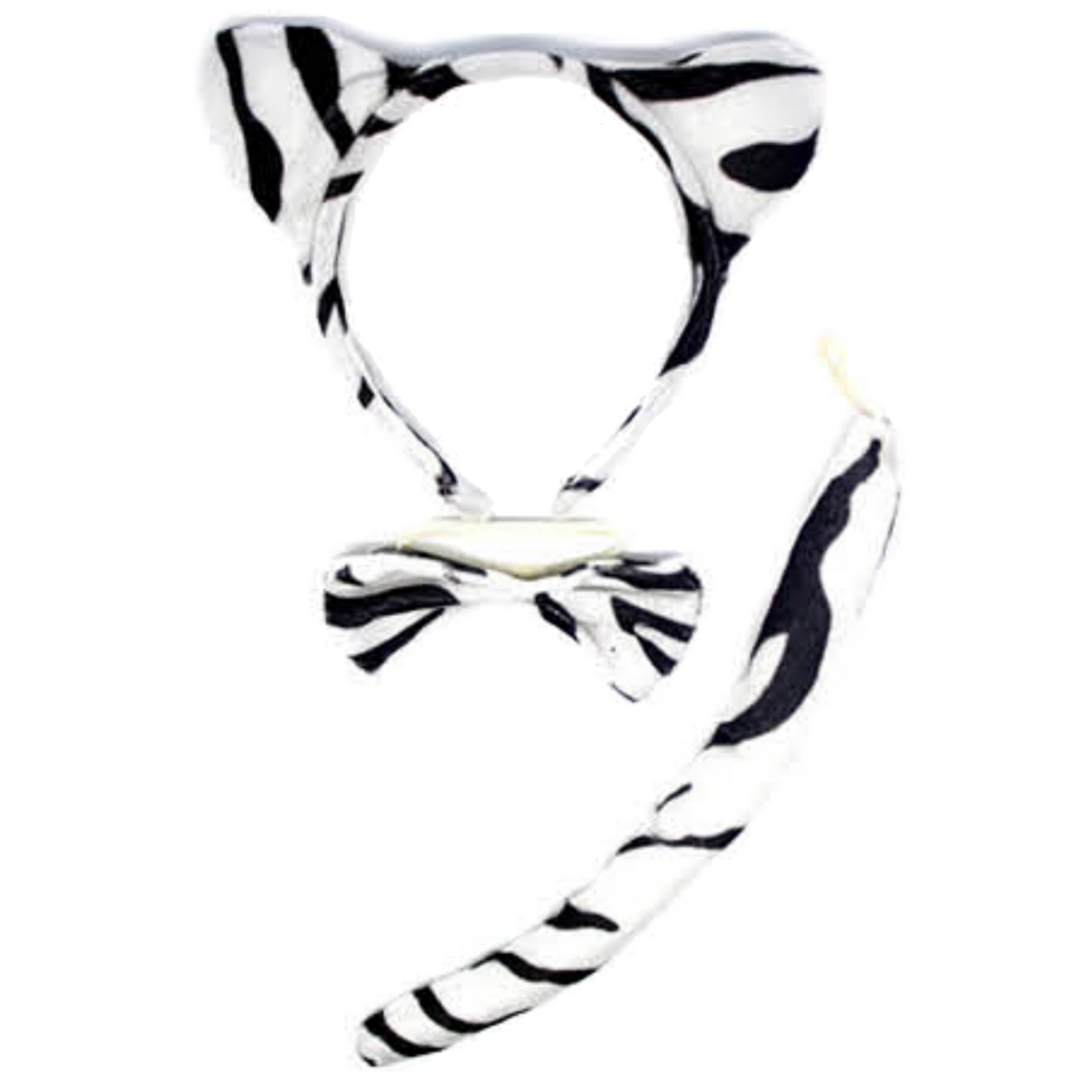 2pc Rabbit + Zebra Animal Headband Set w/ Bow & Tail (Halloween & Fancy Dress)