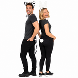 2pc Rabbit + Zebra Animal Headband Set w/ Bow & Tail (Halloween & Fancy Dress)