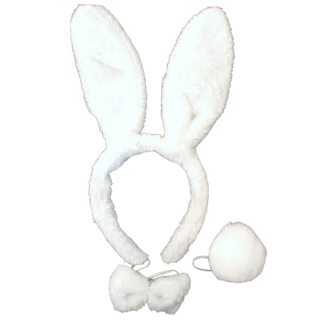 2pc Rabbit + Zebra Animal Headband Set w/ Bow & Tail (Halloween & Fancy Dress)