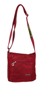 FIB Mens Crossbody Bag Shoulder Strap Travel Satchel Wallet Pockets - Burgundy