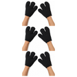 3x Jumbo 3-Finger Cartoon Costume Gloves Pack - Black (Plush Mascot Dress Up Mitts Pair)