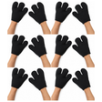 6x Jumbo 3-Finger Cartoon Costume Gloves Bulk Pack - Black (Plush Mascot Dress Up Mitts Pair)