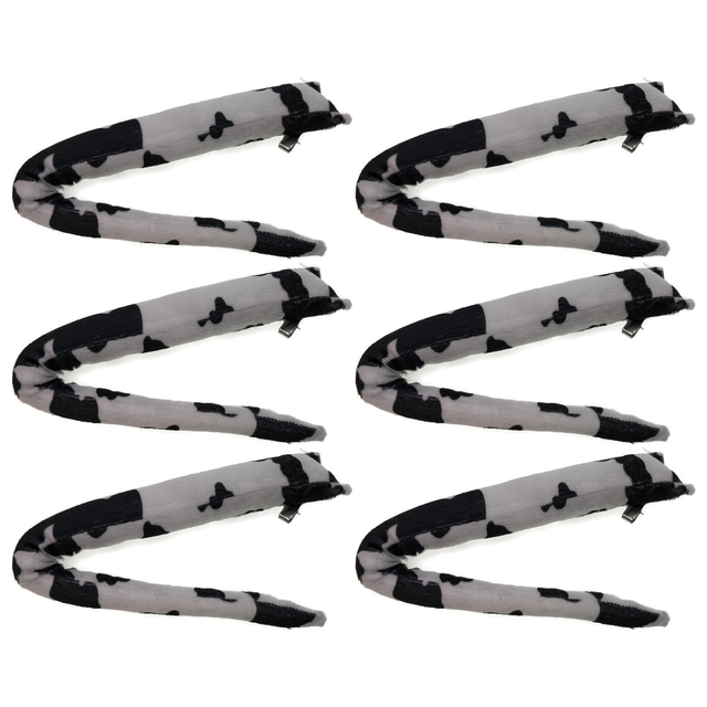 6x Cow Clip-On Animal Tail Bulk Pack - Costume Accessory (Halloween & Fancy Dress)