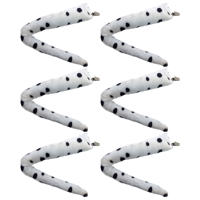 6x Dalmatian Clip-On Dog Tail Bulk Pack - Animal Costume Accessory (Halloween & Fancy Dress)