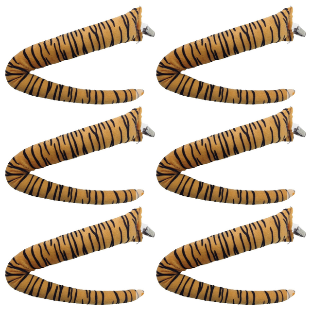 6x Tiger Clip-On Animal Tail Bulk Pack - Costume Accessory (Halloween & Fancy Dress)