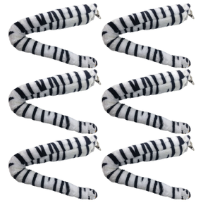 6x Zebra/Horse Clip-On Animal Tail Bulk Pack - Costume Accessory (Halloween & Fancy Dress)