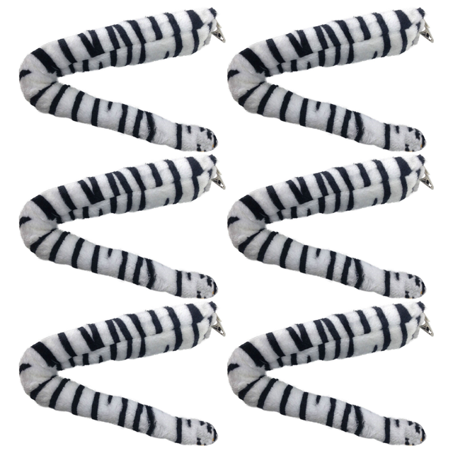 6x Zebra/Horse Clip-On Animal Tail Bulk Pack - Costume Accessory (Halloween & Fancy Dress)