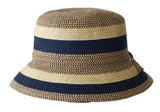 Jacaru 1751 Striped Short Brim Summer Hat - Adjustable (One Size Vegan Friendly)