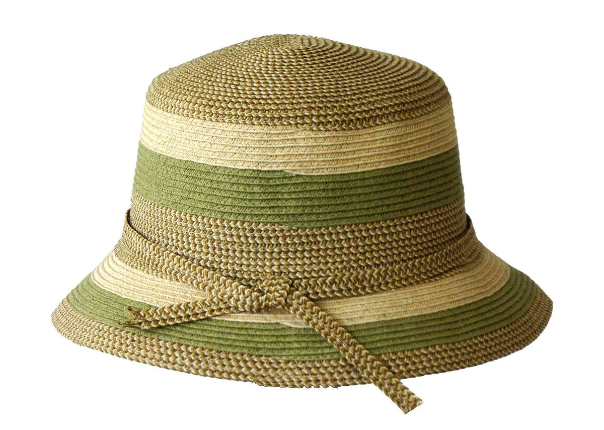 Jacaru 1751 Striped Short Brim Summer Hat - Adjustable (One Size Vegan Friendly)