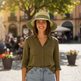 Jacaru 1752 Striped Wide Brim Summer Hat - Adjustable (One Size Vegan Friendly)
