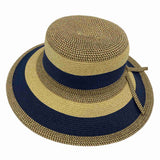 Jacaru 1752 Striped Wide Brim Summer Hat - Adjustable (One Size Vegan Friendly)