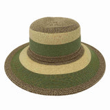 Jacaru 1752 Striped Wide Brim Summer Hat - Adjustable (One Size Vegan Friendly)