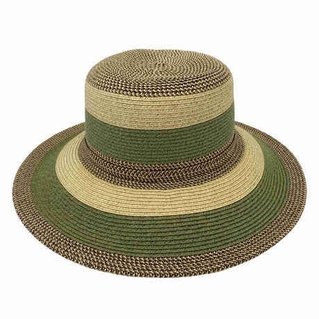 Jacaru 1752 Striped Wide Brim Summer Hat - Adjustable (One Size Vegan Friendly)