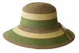 Jacaru 1752 Striped Wide Brim Summer Hat - Adjustable (One Size Vegan Friendly)