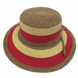 Jacaru 1752 Striped Wide Brim Summer Hat - Adjustable (One Size Vegan Friendly)