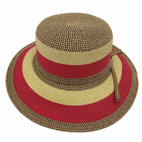Jacaru 1752 Striped Wide Brim Summer Hat - Adjustable (One Size Vegan Friendly)