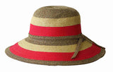 Jacaru 1752 Striped Wide Brim Summer Hat - Adjustable (One Size Vegan Friendly)